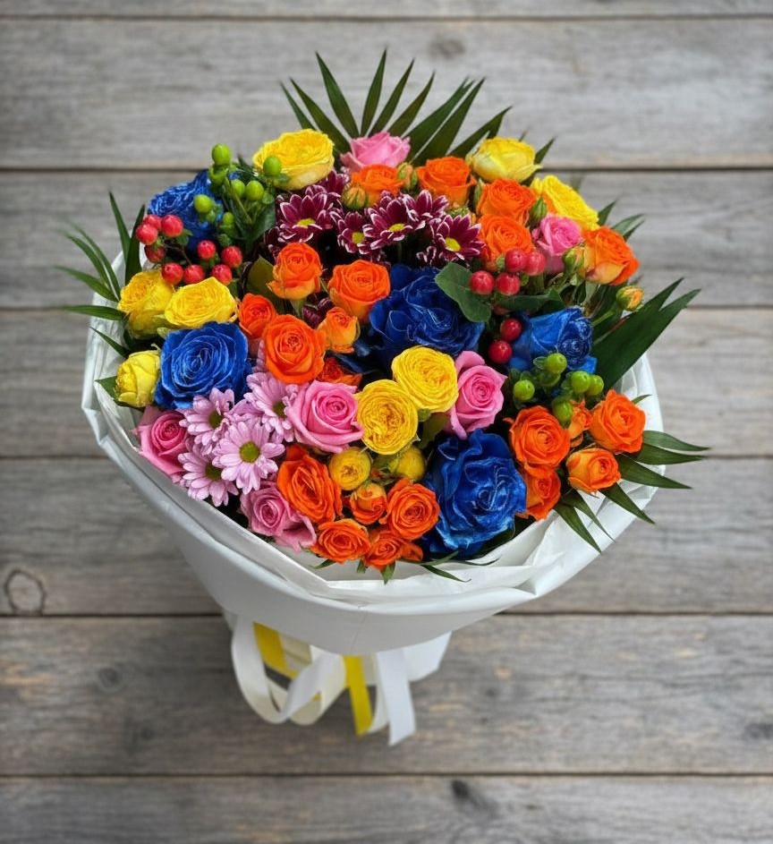 Букет цветов из: Розы и Хризантемы в Казинке Ставропольский край