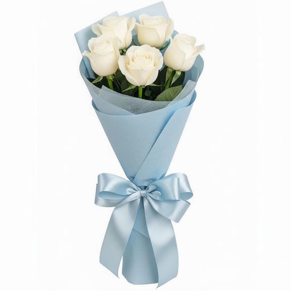 Букет 5 Белых роз Проуд в Казинке Ставропольский край