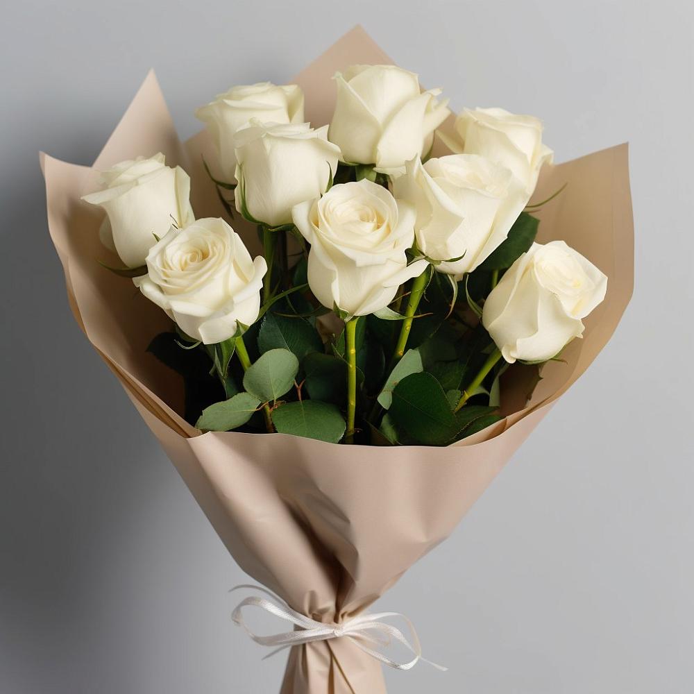 Букет 9 Белых роз Эдлесс Лав в Казинке Ставропольский край