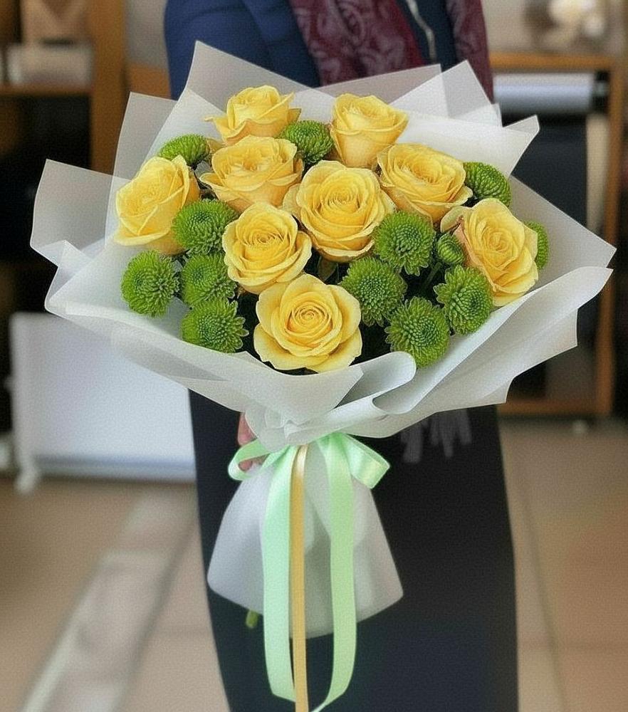 Букет цветов из: Хризантемы и Розы в Казинке Ставропольский край