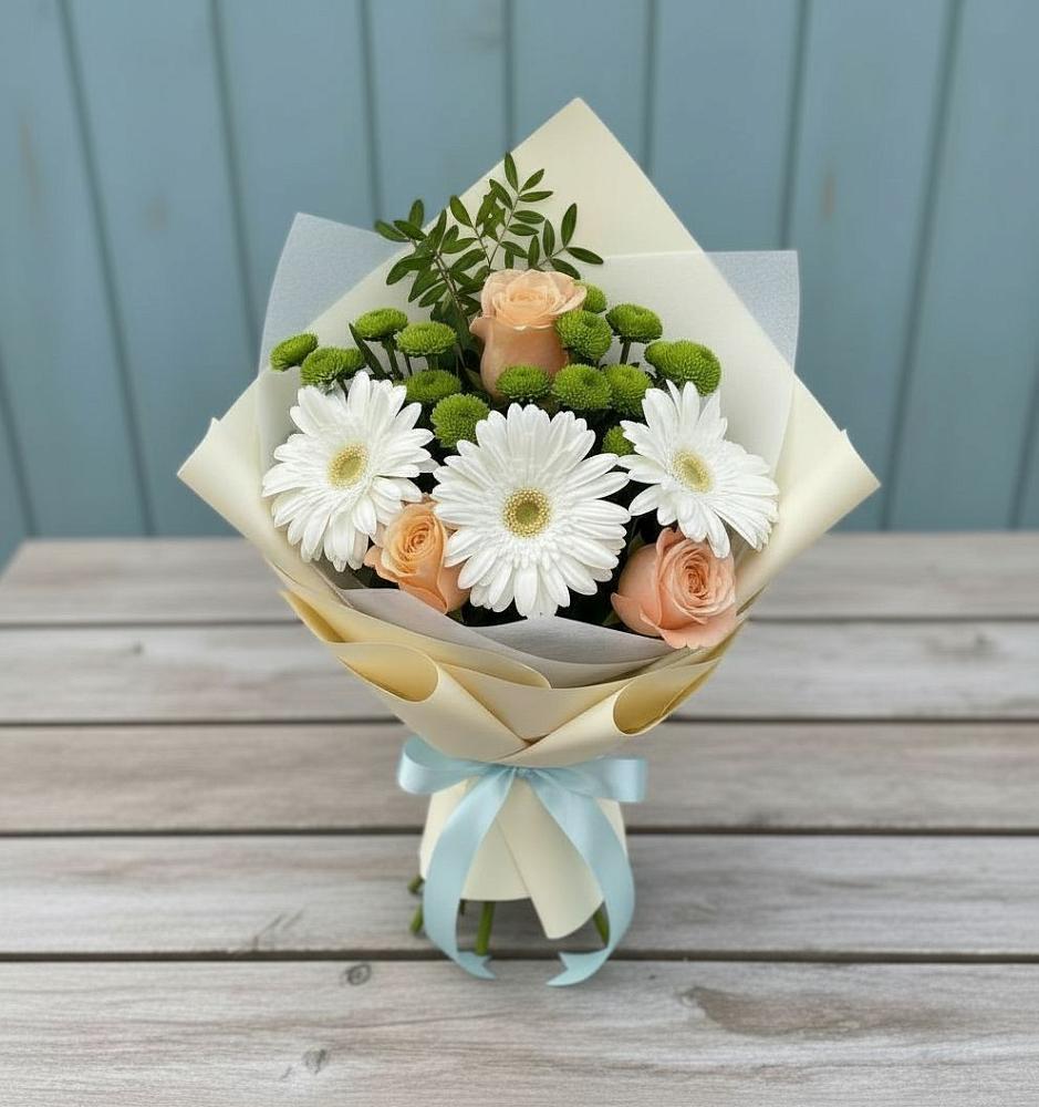 Букет цветов из: Герберы, Розы и Хризантемы в Казинке Ставропольский край