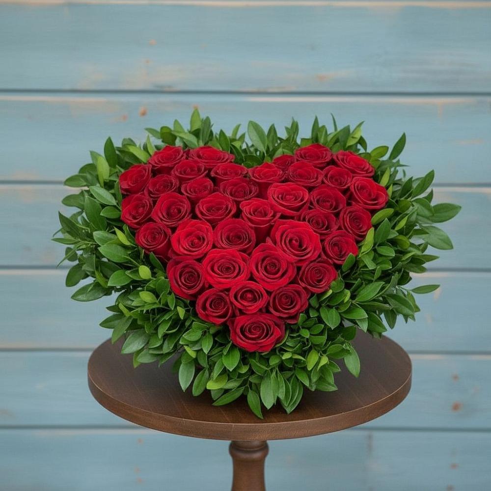 Цветочная композиция из Розы в виде сердца в Казинке Ставропольский край