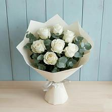 Букет Белые розы в Эвкалипте #REPLACE_PRED# Казинке Ставропольский край